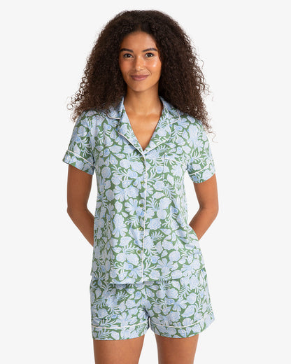 Draper James Green Multi Sara Pajama in Shell Fan