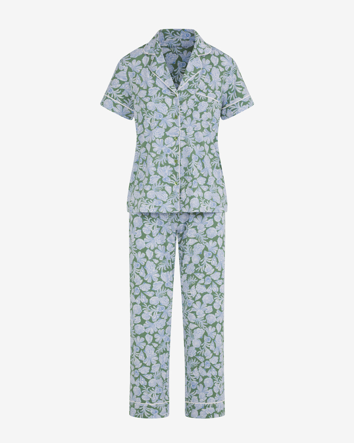 Draper James Green Multi Short Sleeve Linda in Shell Fan