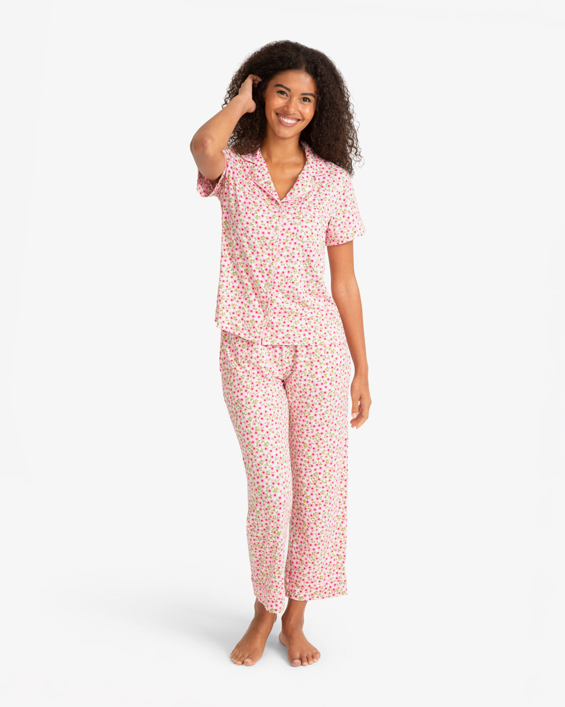 Draper James Pink Multi Short Sleeve Linda in Wild Rose
