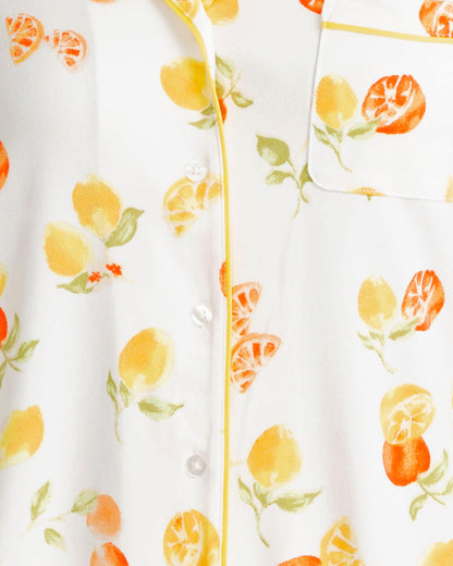 Draper James Magnolia White Multi Sara Pajama Set in Citrus