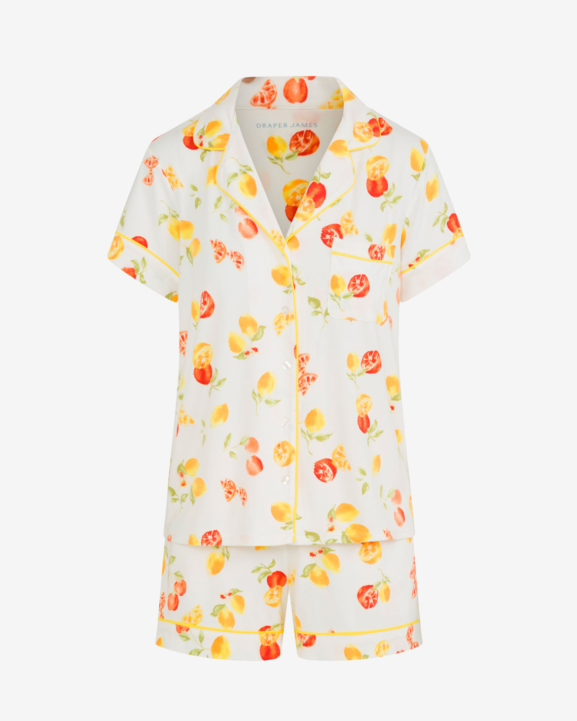 Draper James Magnolia White Multi Sara Pajama Set in Citrus