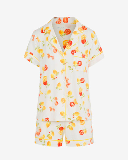 Draper James Magnolia White Multi Sara Pajama Set in Citrus