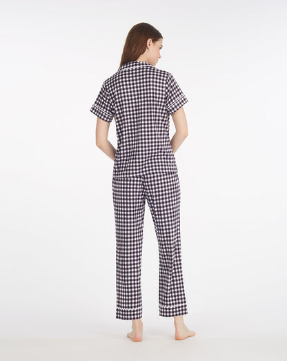 Draper James Navy Gingham Linda Pajama Set in Navy Gingham
