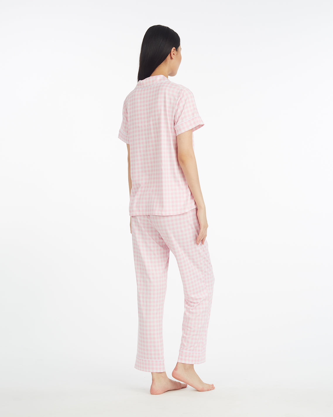 Draper James Pink Gingham Linda Pajama Set in Pink Gingham