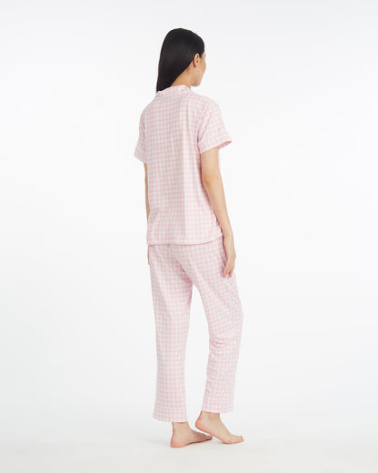 Draper James Pink Gingham Linda Pajama Set in Pink Gingham