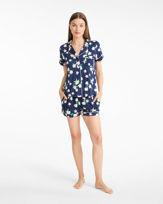 Draper James Nassau Navy Multi Sara Pajama Set in Navy Magnolia