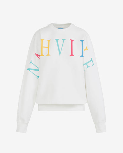 Draper James Multicolor Nashville Crewneck Sweatshirt in Magnolia White Multi