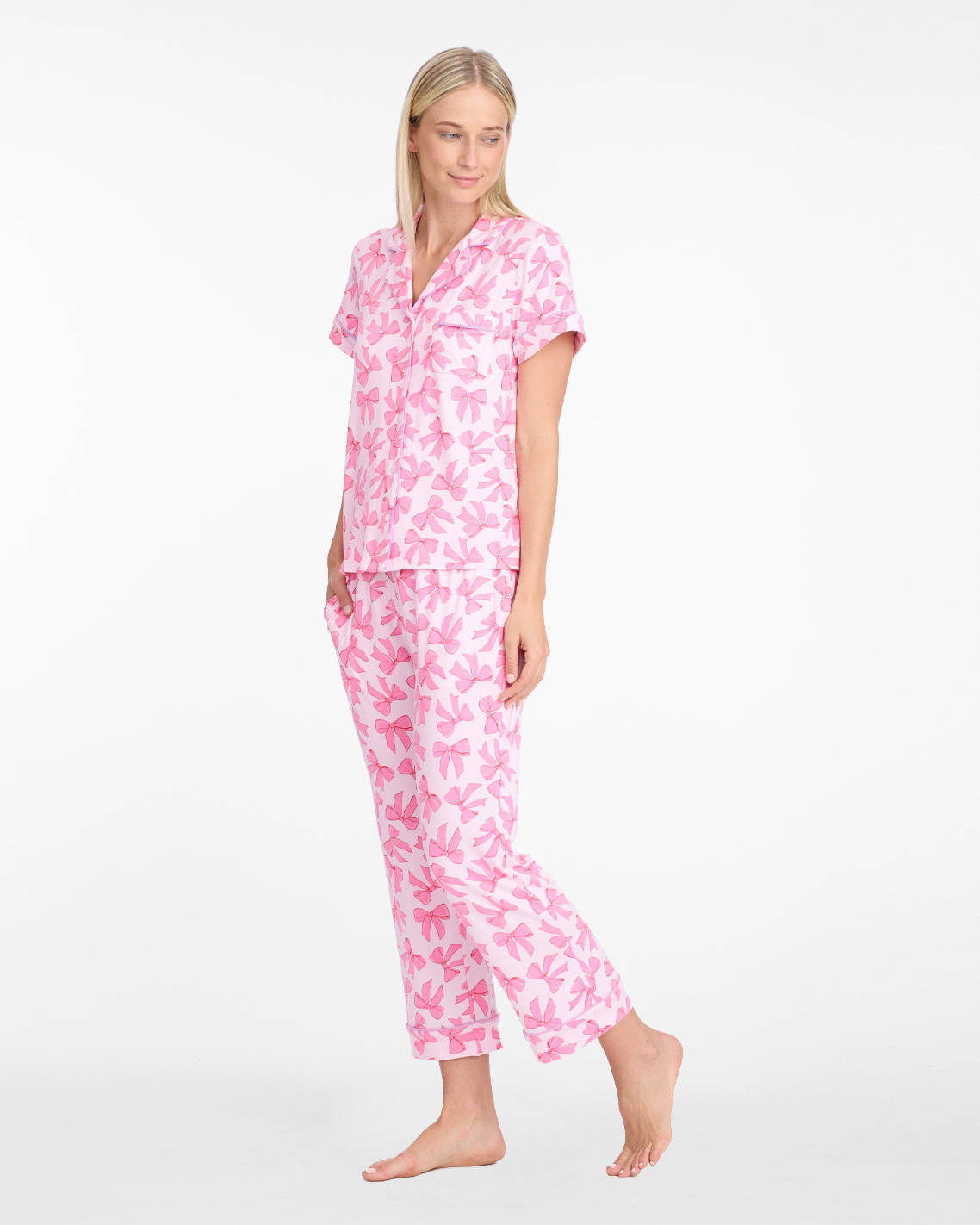 Draper James Be Mine Bow Linda Pajama Set in Be Mine Bow