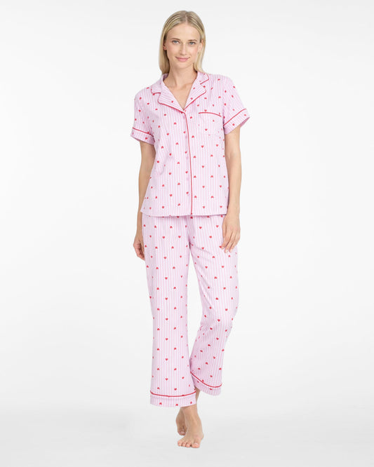 Draper James Sweetheart Stripes Linda Pajama Set in Sweetheart Stripes