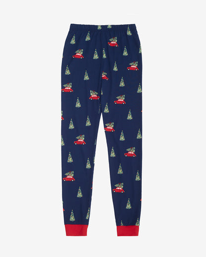 Draper James Nassau Navy Multi Kid's Pajama Set in Holiday Trees