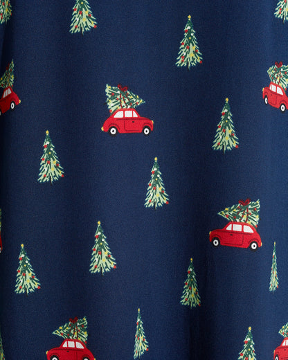 Draper James Nassau Navy Multi Kid's Pajama Set in Holiday Trees