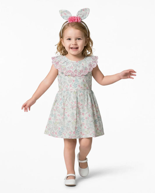 Draper James Multicolor Easter Print Dress with Headband