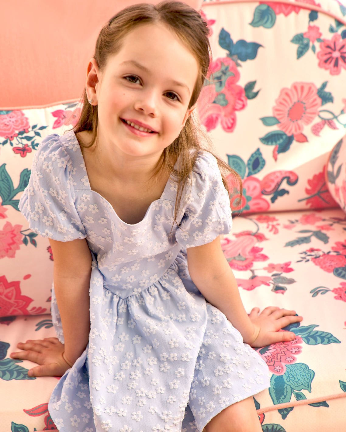 Draper James Blue Floral Dress with Purse in Blue