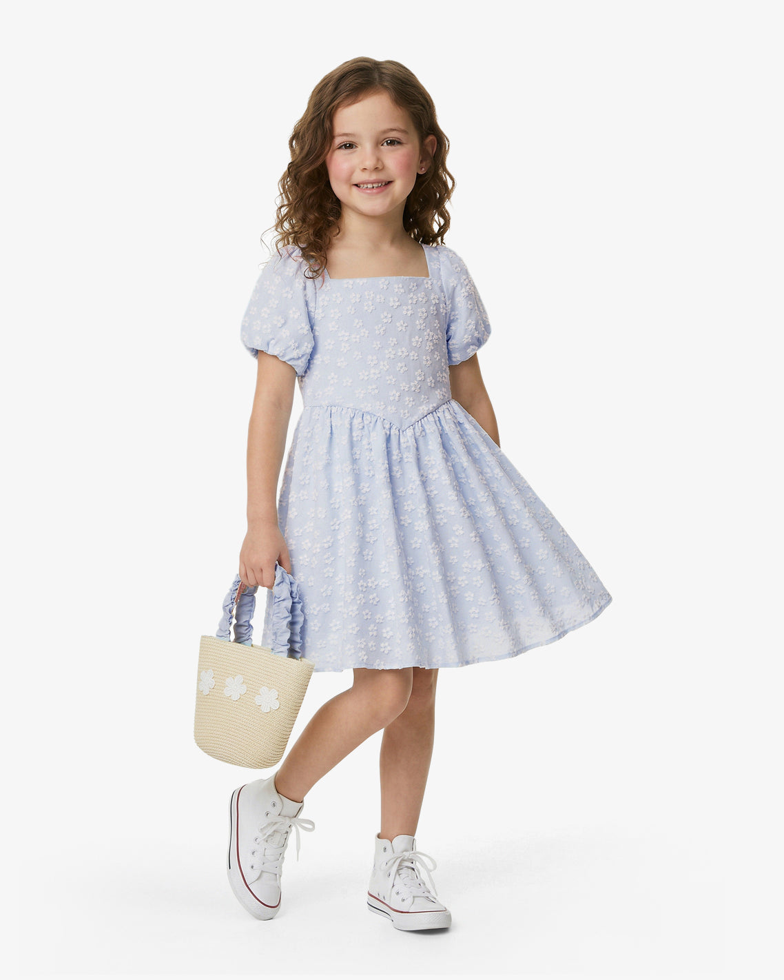 Draper James Blue Floral Dress with Purse in Blue