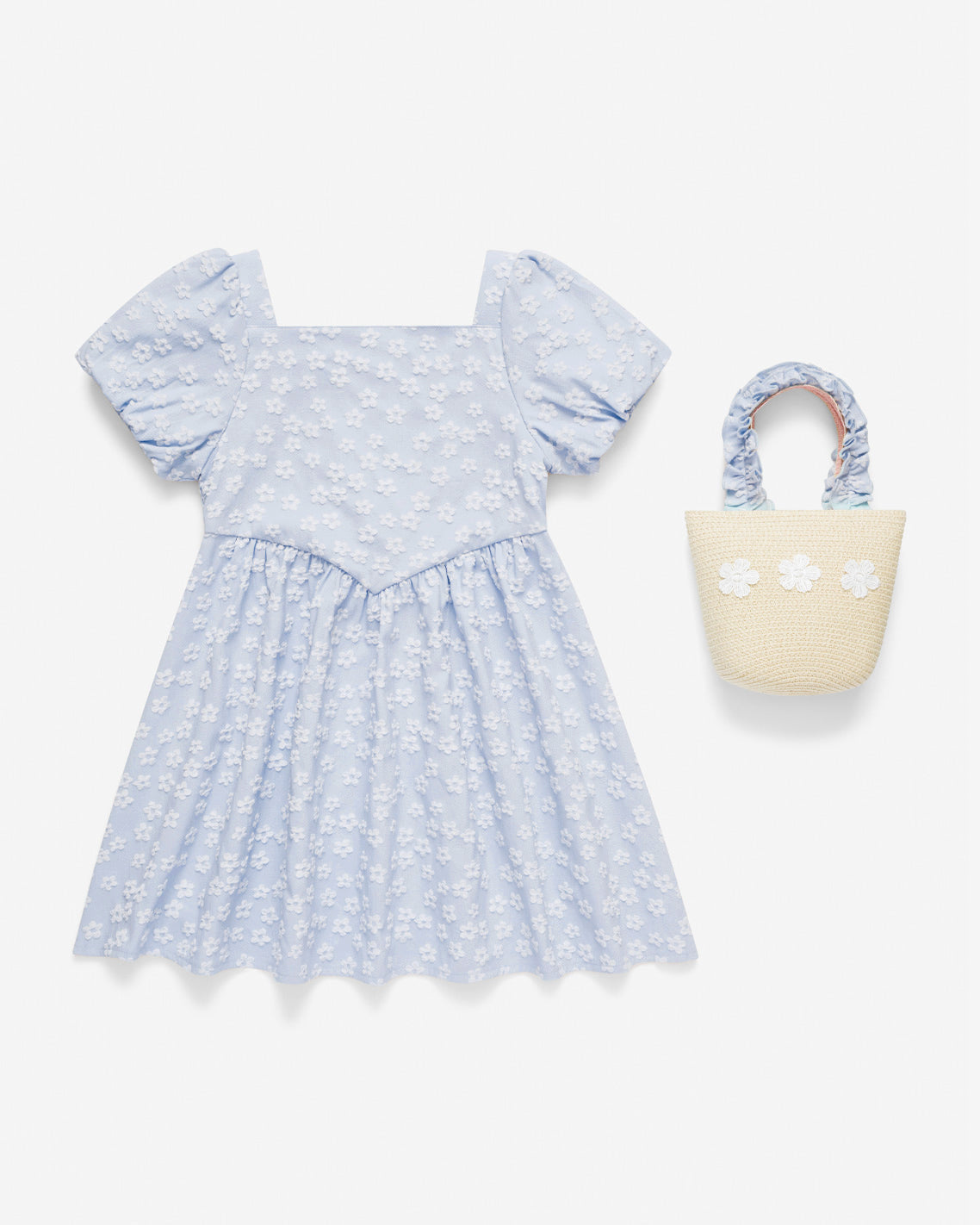 Draper James Blue Floral Dress with Purse in Blue