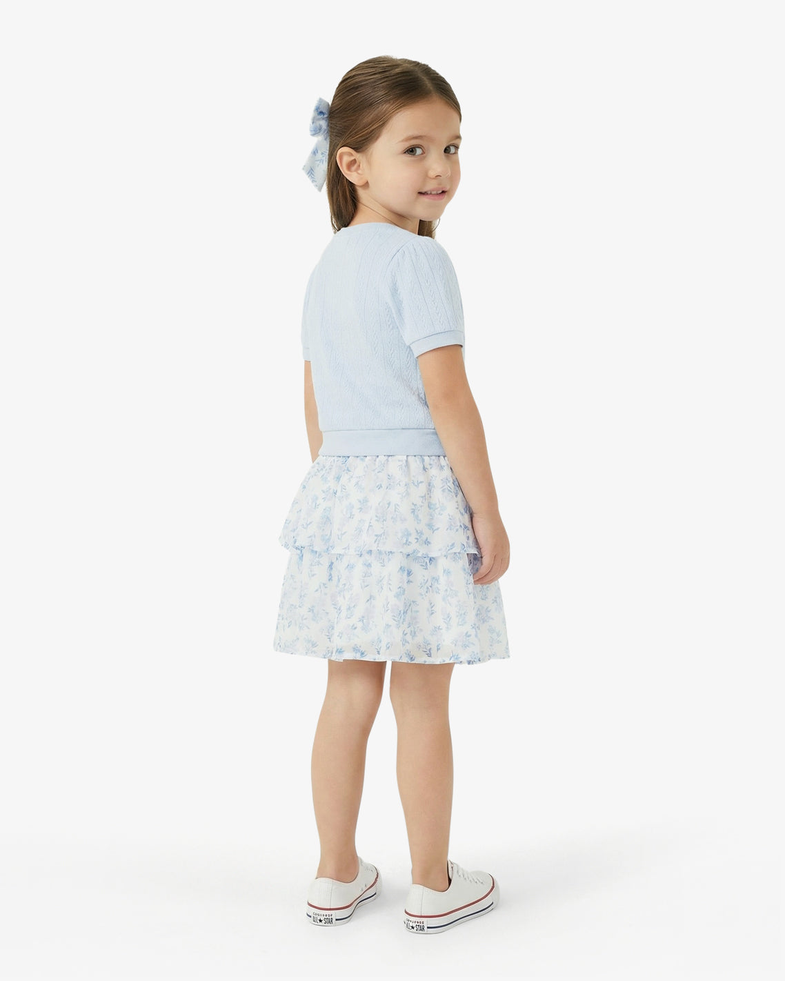 Draper James Blue Floral Sweater Knit Skirt Set with Bow in Blue