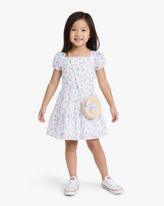Draper James Multicolor Floral Dress with Purse in White