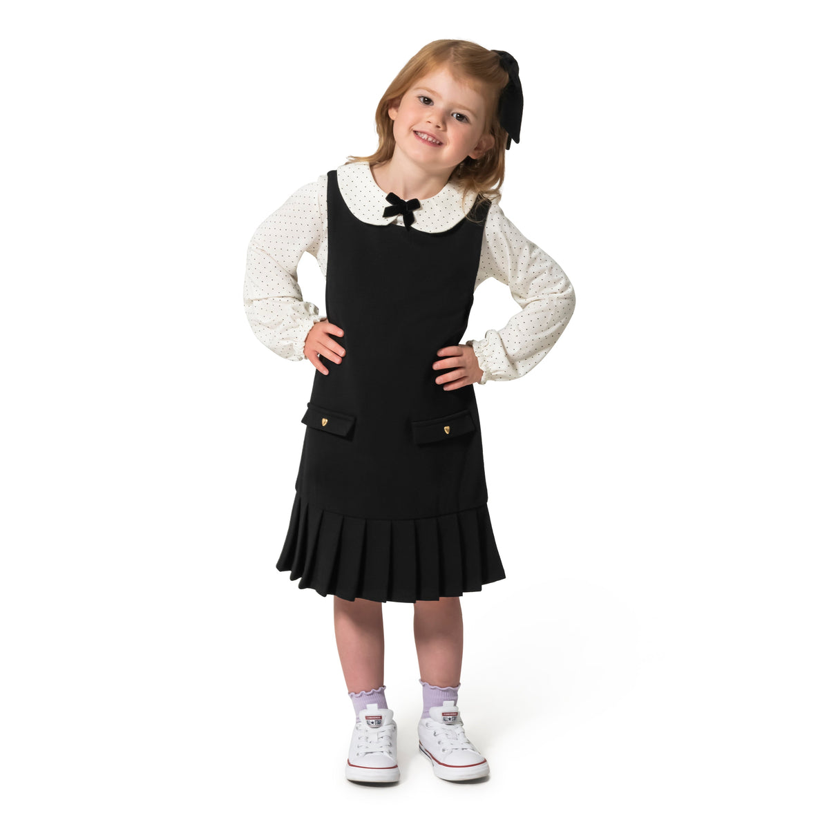 Draper James Belle Meade Black Girls' Dress, Top And Bow Set