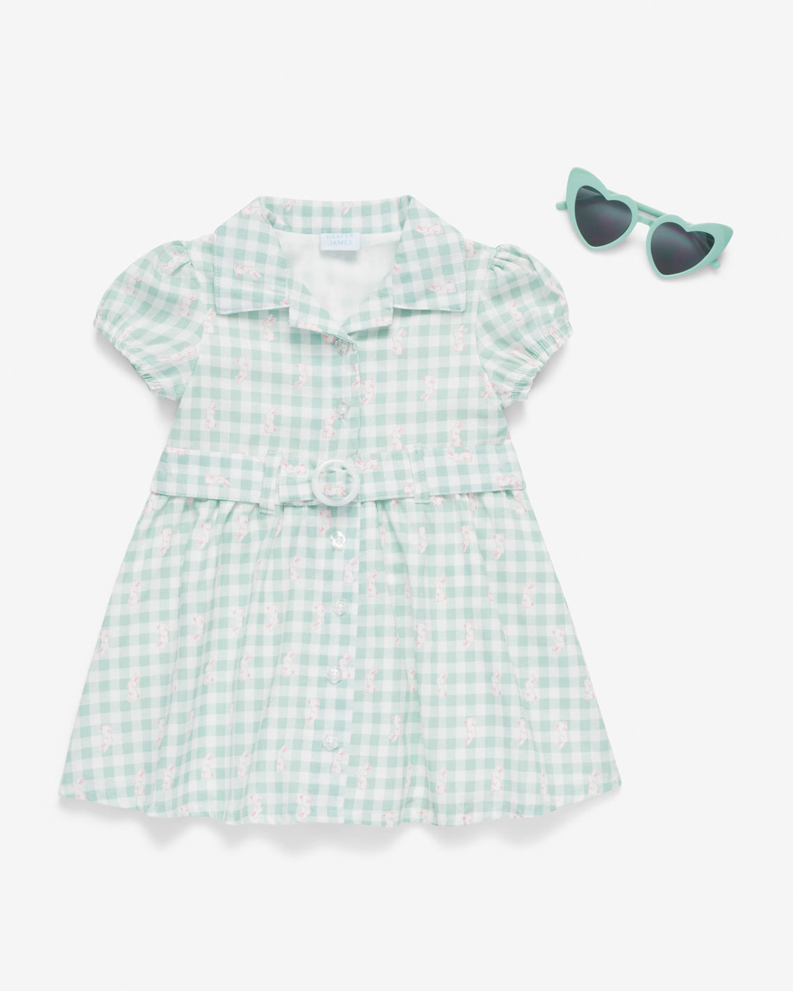 Draper James Jade Green Multi Plaid Dress with Sunglasses in Green