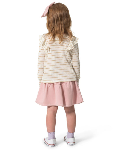 Draper James Magnolia White Multi Girls' Long-Sleeve Top, Skirt And Bow Set