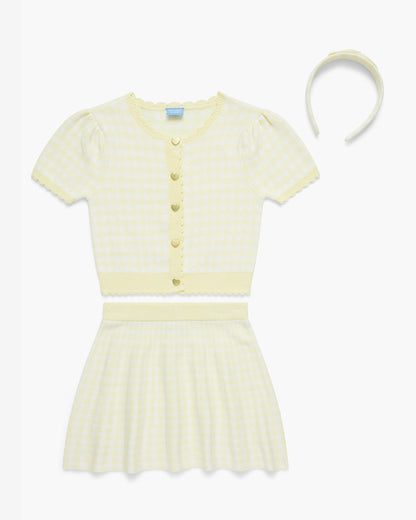 Draper James Yellow Sweater Knit Skirt Set with Headband in Yellow