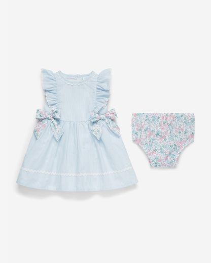 Draper James Blue Striped Dress with Diaper Cover in Blue