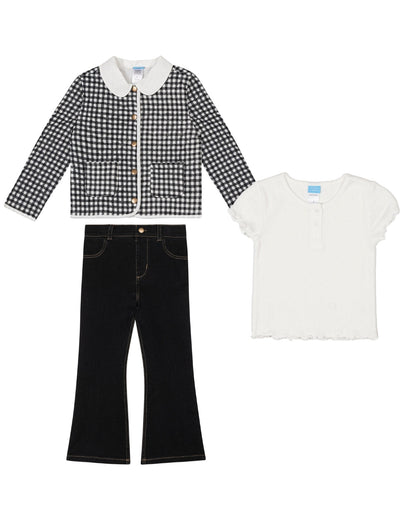 Draper James Black Multi Girls' Top, Pant And Jacket Set