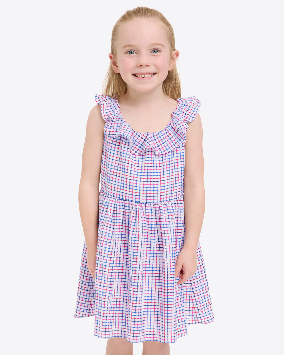 Draper James Stitched Grid Girls Ruffle Dress | Kids Dresses by Draper James