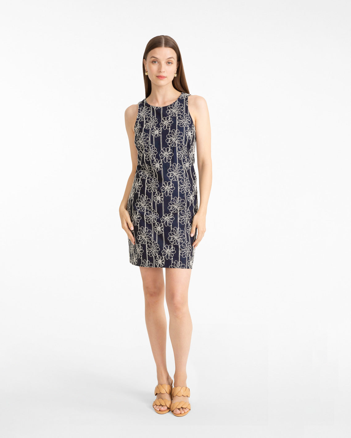Draper James Nassau Navy Multi Priscilla Sleeveless Dress in Embroidery