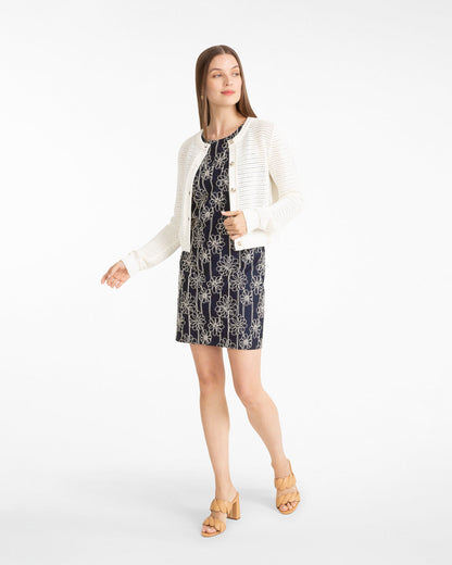 Draper James Nassau Navy Multi Priscilla Sleeveless Dress in Embroidery