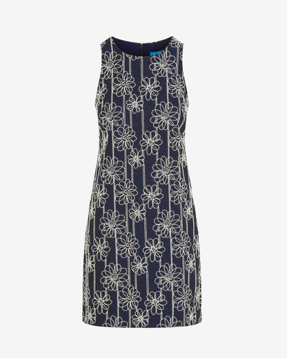 Draper James Nassau Navy Multi Priscilla Sleeveless Dress in Embroidery