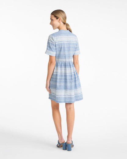Draper James Blue Multi Simone Mini Dress in Stripe
