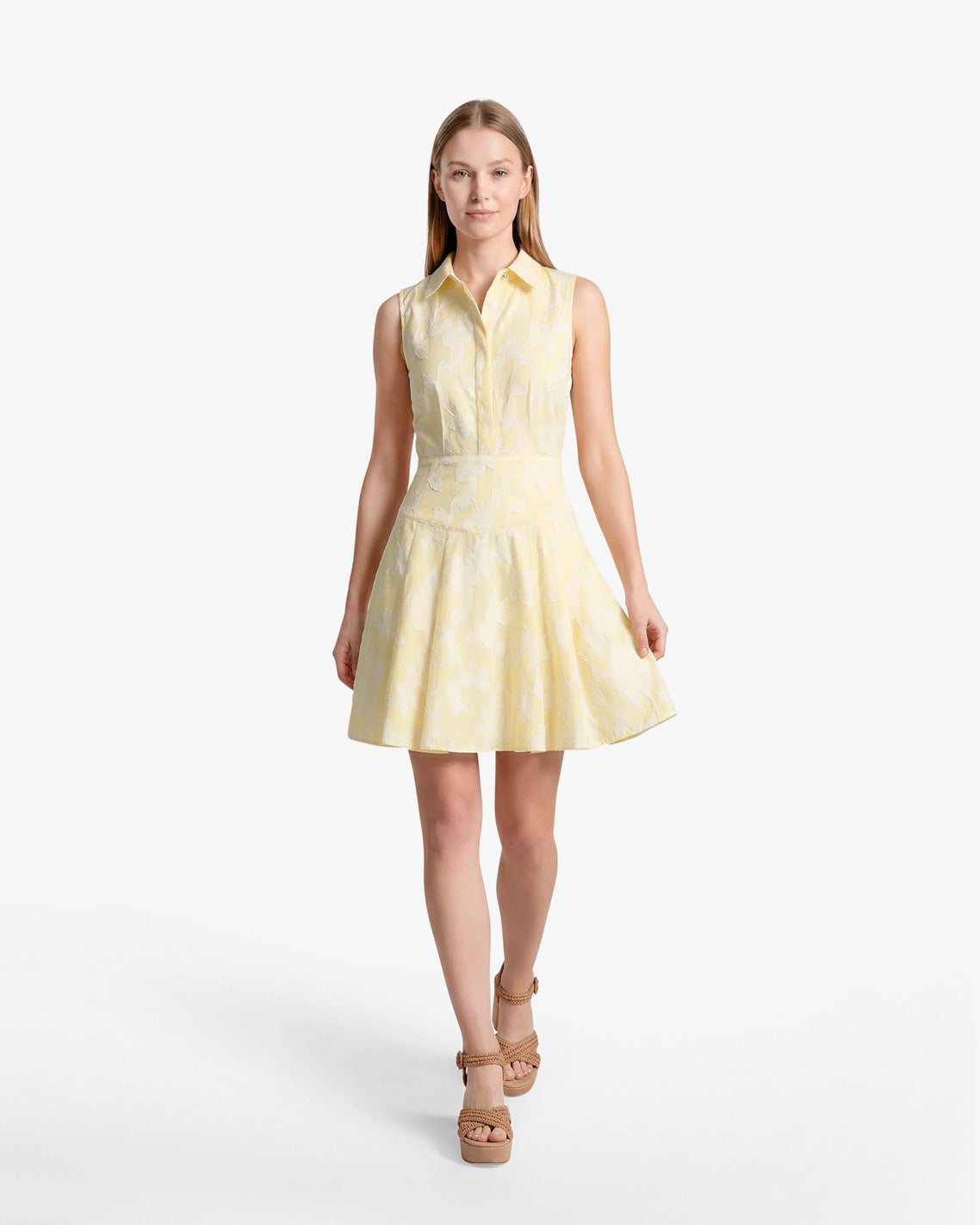 Draper James Yellow Brighton Mini Collared Dress in Striped Fil Coupe