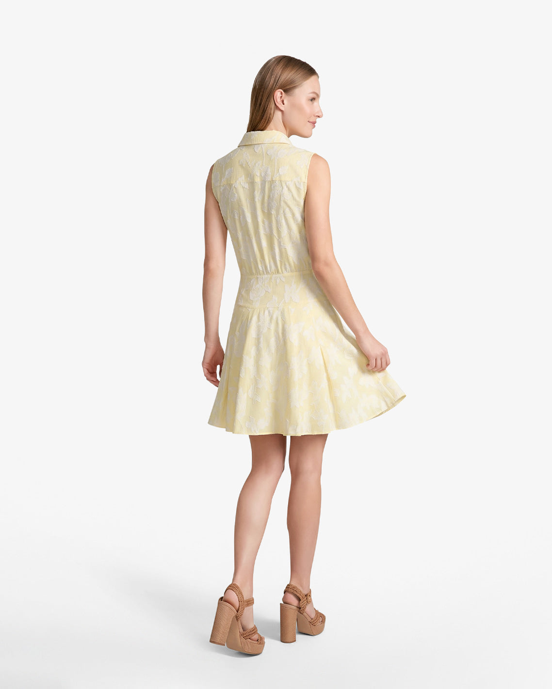 Draper James Yellow Brighton Mini Collared Dress in Striped Fil Coupe