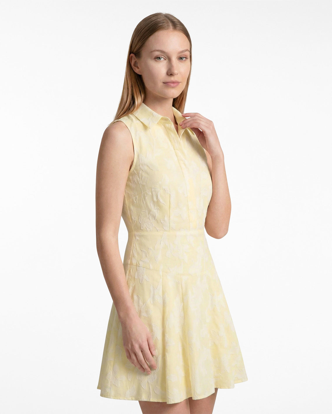 Draper James Yellow Brighton Mini Collared Dress in Striped Fil Coupe