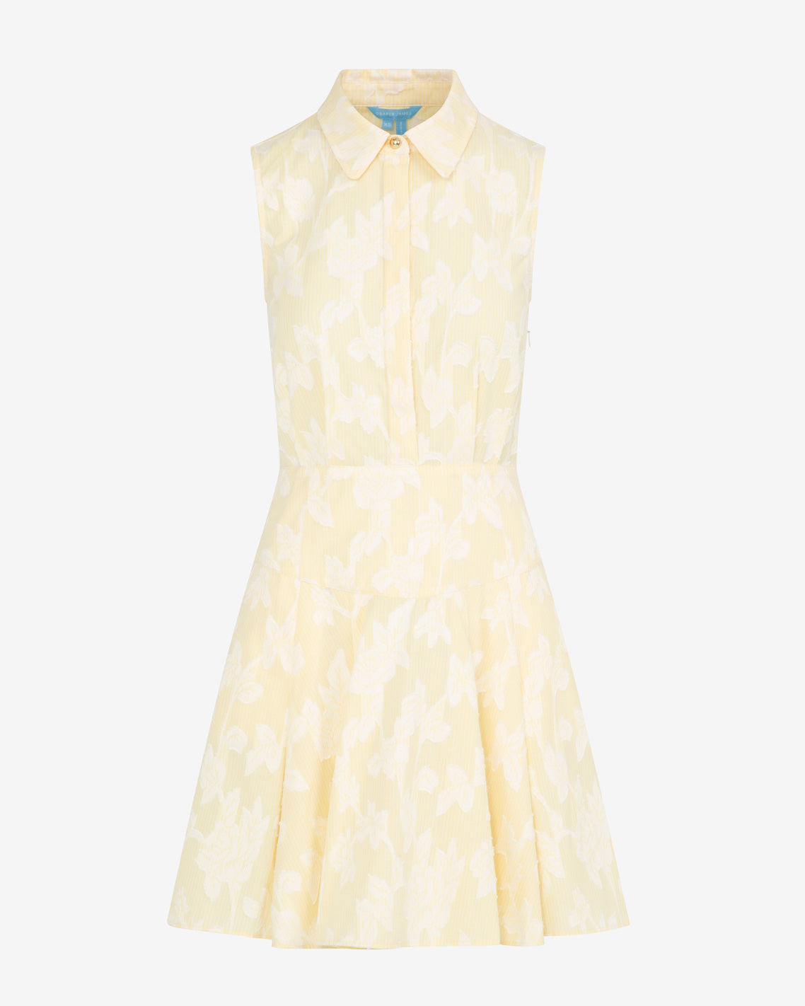 Draper James Yellow Brighton Mini Collared Dress in Striped Fil Coupe
