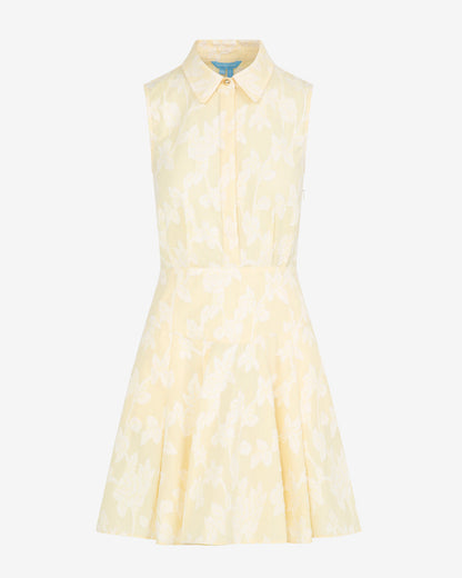 Draper James Yellow Brighton Mini Collared Dress in Striped Fil Coupe