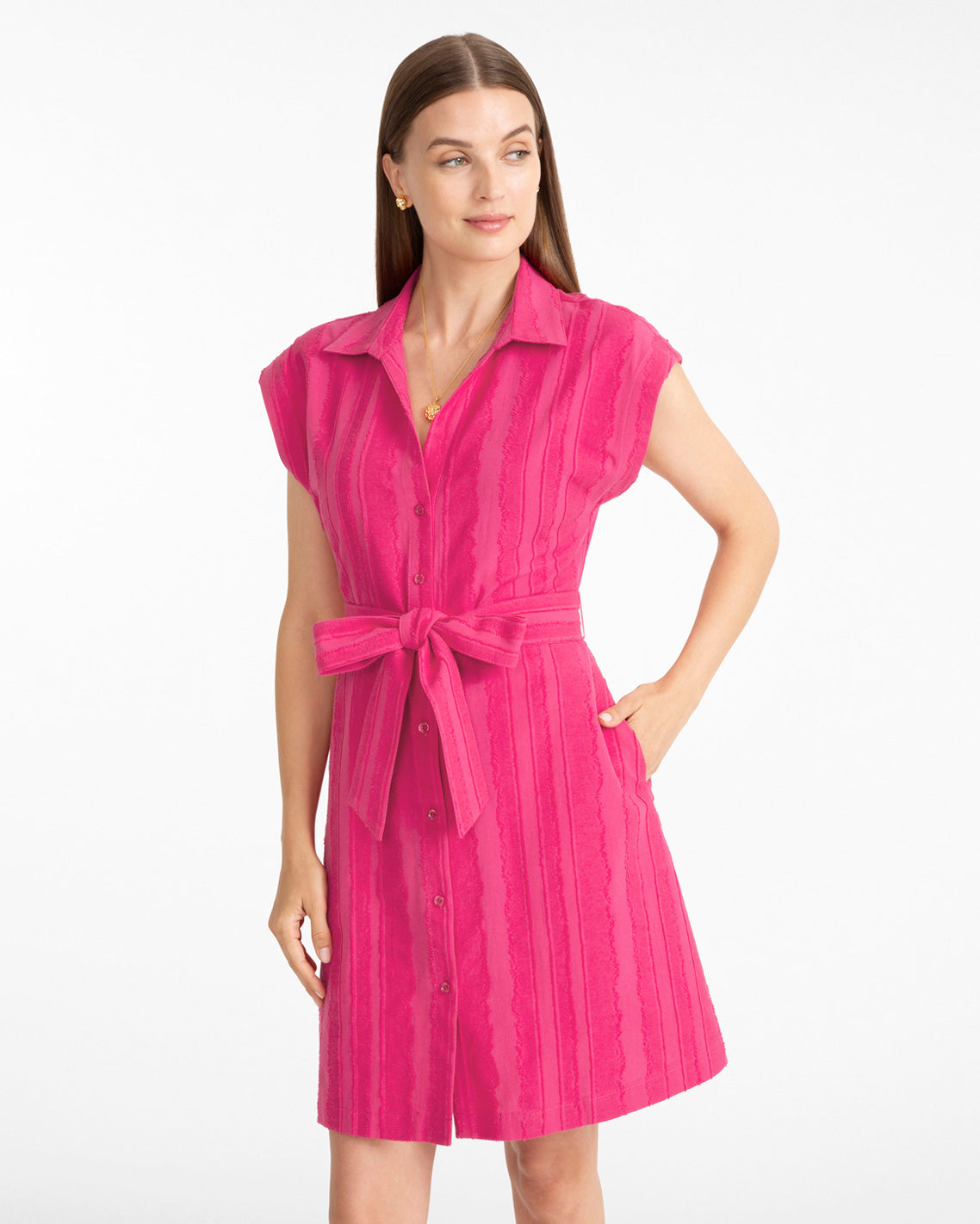 Draper James Pink Trisha Mini Shirtdress