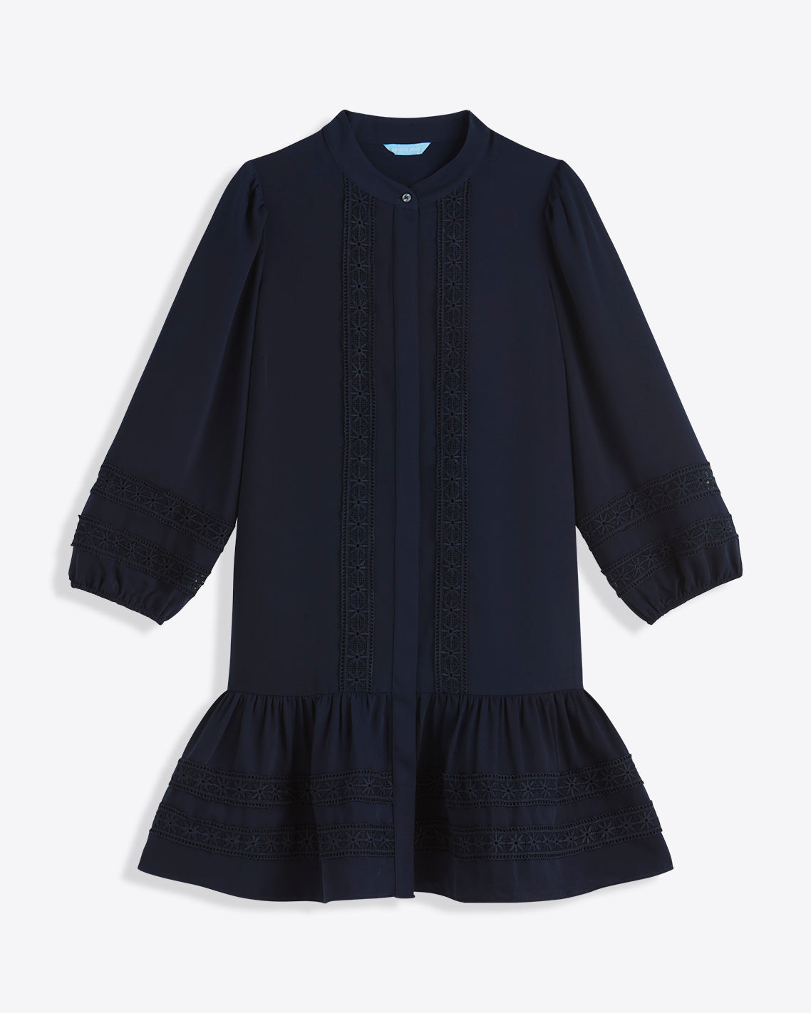 Draper James Nassau Navy Molly Mini Dress in Embroidered Stripe
