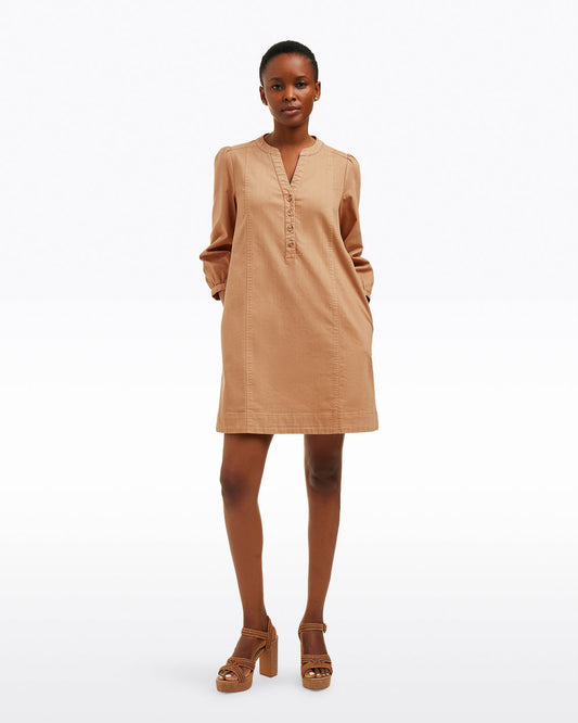 Draper James Brown Felicity Popover Shift Dress in Croissant