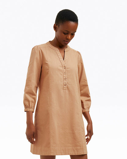 Draper James Brown Felicity Popover Shift Dress in Croissant