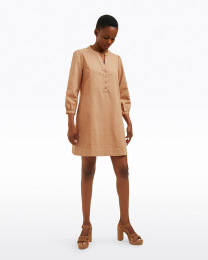 Draper James Brown Felicity Popover Shift Dress in Croissant