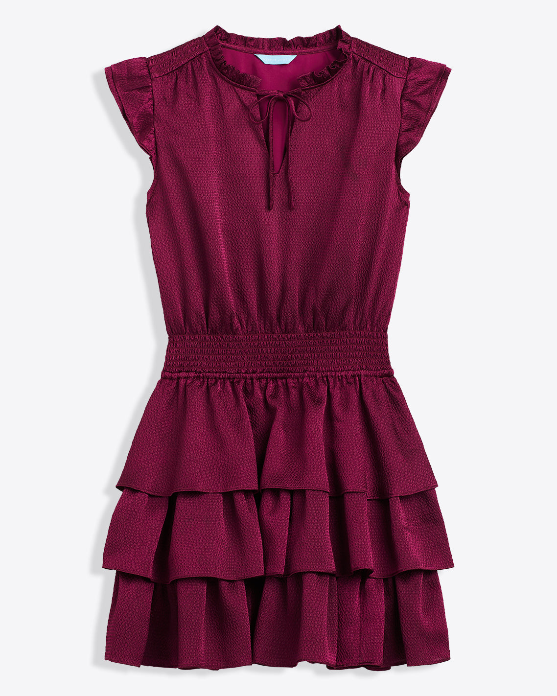 Draper James Raspberry Pink Alana Tiered Dress in Hammered Satin