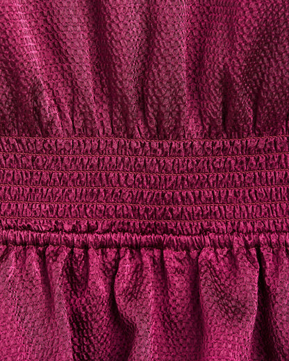 Draper James Raspberry Pink Alana Tiered Dress in Hammered Satin
