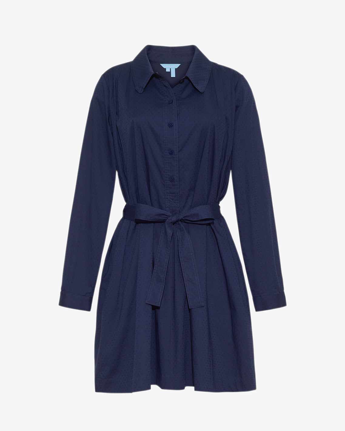 Draper James Nassau Navy Ellie Pleated Shirtdress in Cotton Dobby