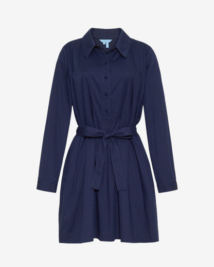 Draper James Nassau Navy Ellie Pleated Shirtdress in Cotton Dobby