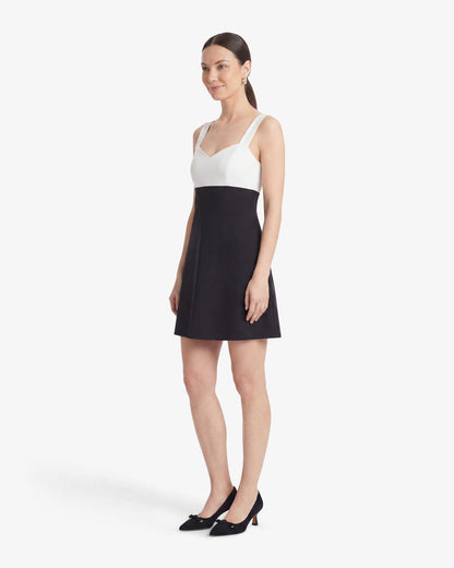 Draper James Black Henrietta Mini Dress in Black and White