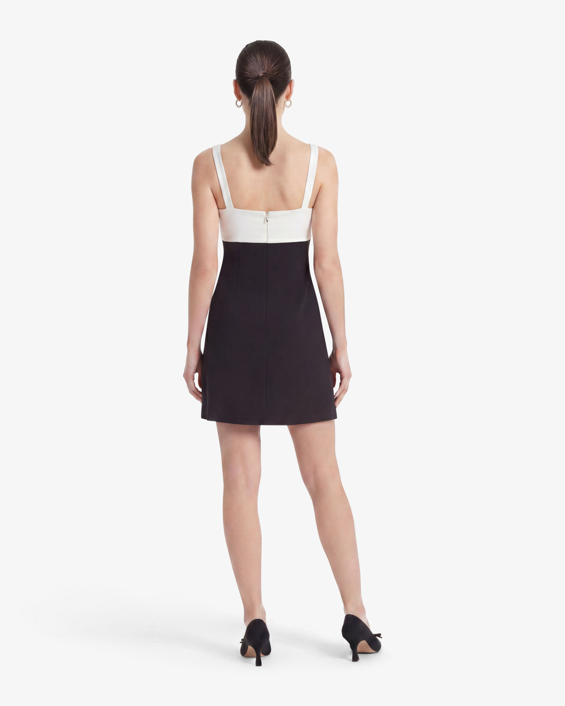 Draper James Black Henrietta Mini Dress in Black and White