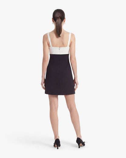 Draper James Black Henrietta Mini Dress in Black and White