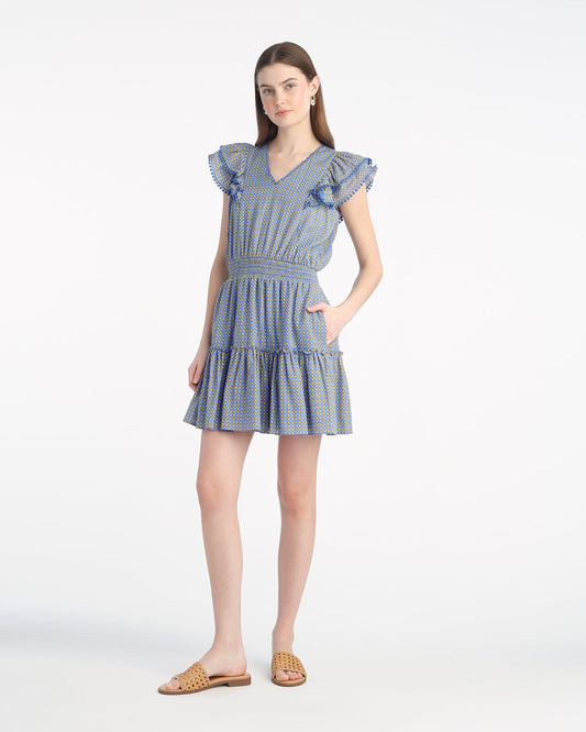 Draper James Blue Dots Gabby Mini Dress in Blue Dots